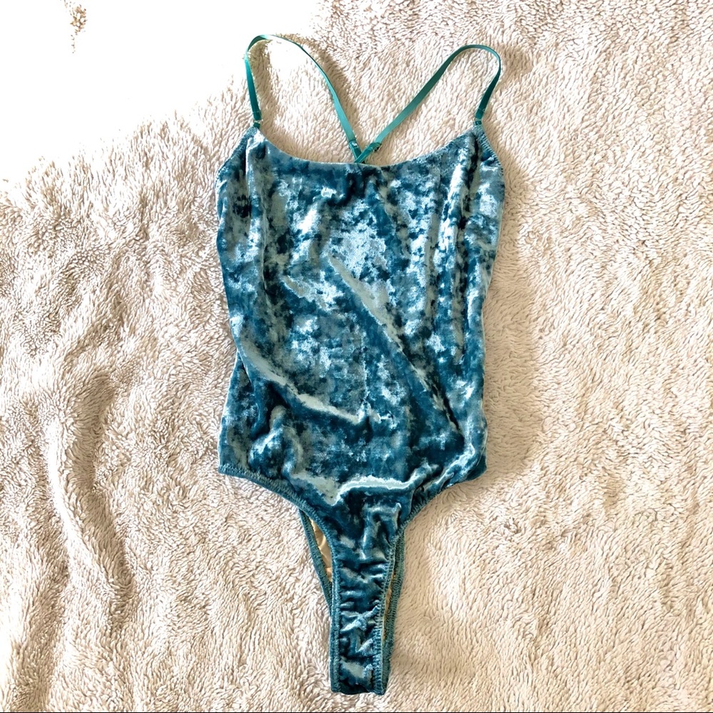 Teal velvet bodysuit